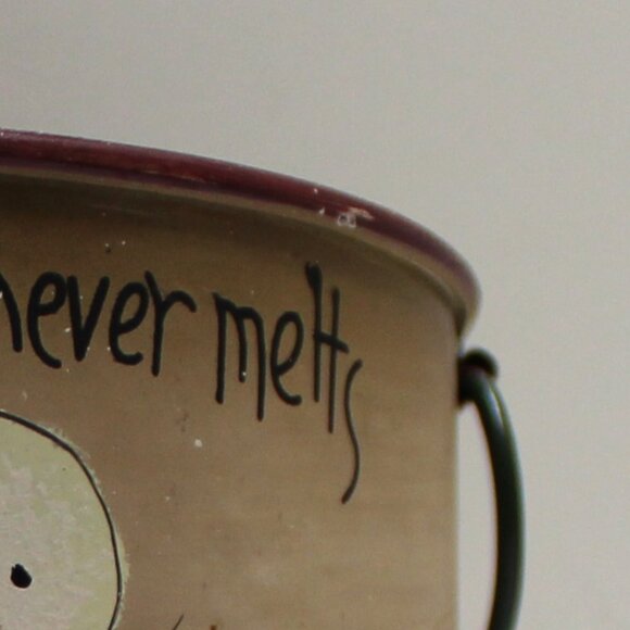 Snow People Families Are Forever . . Love Never Melts Round Tin + Circle Handles - Picture 12 of 12